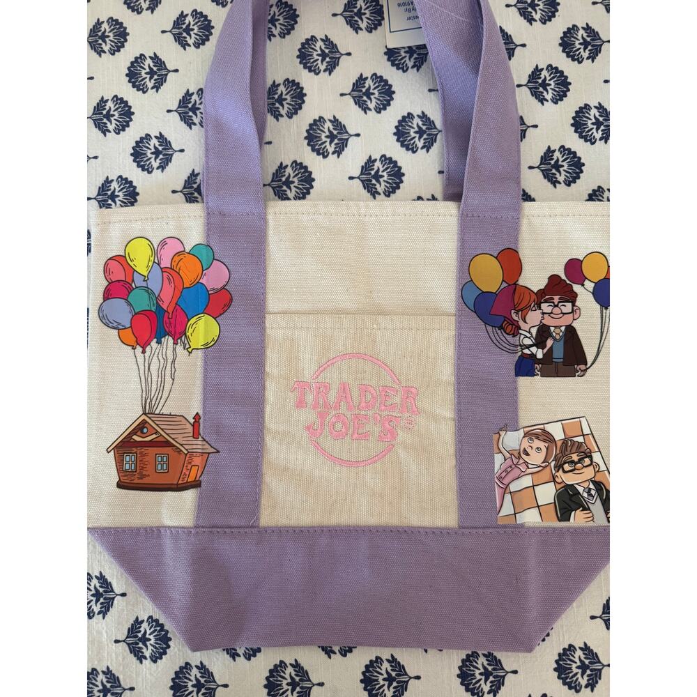Disney UP Carl & Ellie Double Sided Purple Custom Made Trader Joes Mini Tote